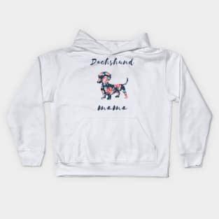 Dachshund Mama Floral Pattern Kids Hoodie